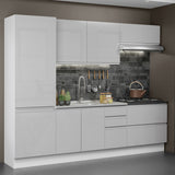 Combo Completo de Cocina 100% MDF 260 cm Frentes Blanco Brillante Acordes Madesa 01