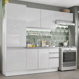 Cocina Compacta 100% MDF 260 cm Puetas Blanco Brillante Acordes Madesa 02
