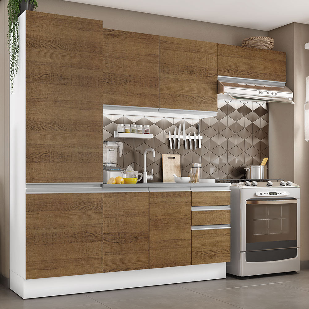 Cocina Compacta 100% MDF 260 cm Puetas Blanco/Marrón Acordes Madesa 02