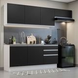 Combo Completo de Cocina 100% MDF 260 cm Blanco/Negro Acordes Madesa 03