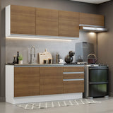 Combo Completo de Cocina 100% MDF 260 cm Blanco/Marrón Acordes Madesa 03