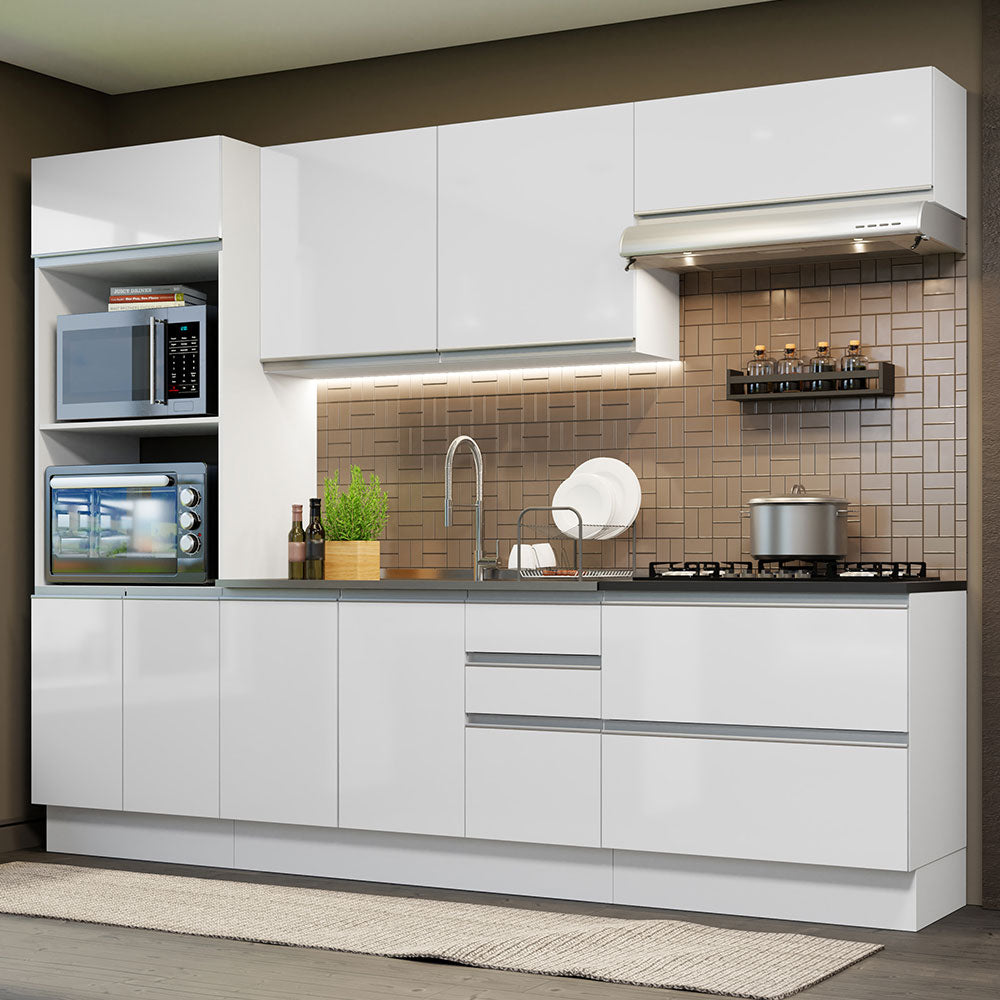 Combo Completo de Cocina 100% MDF 270 cm Frentes Blanco Brillante Acordes Madesa 06