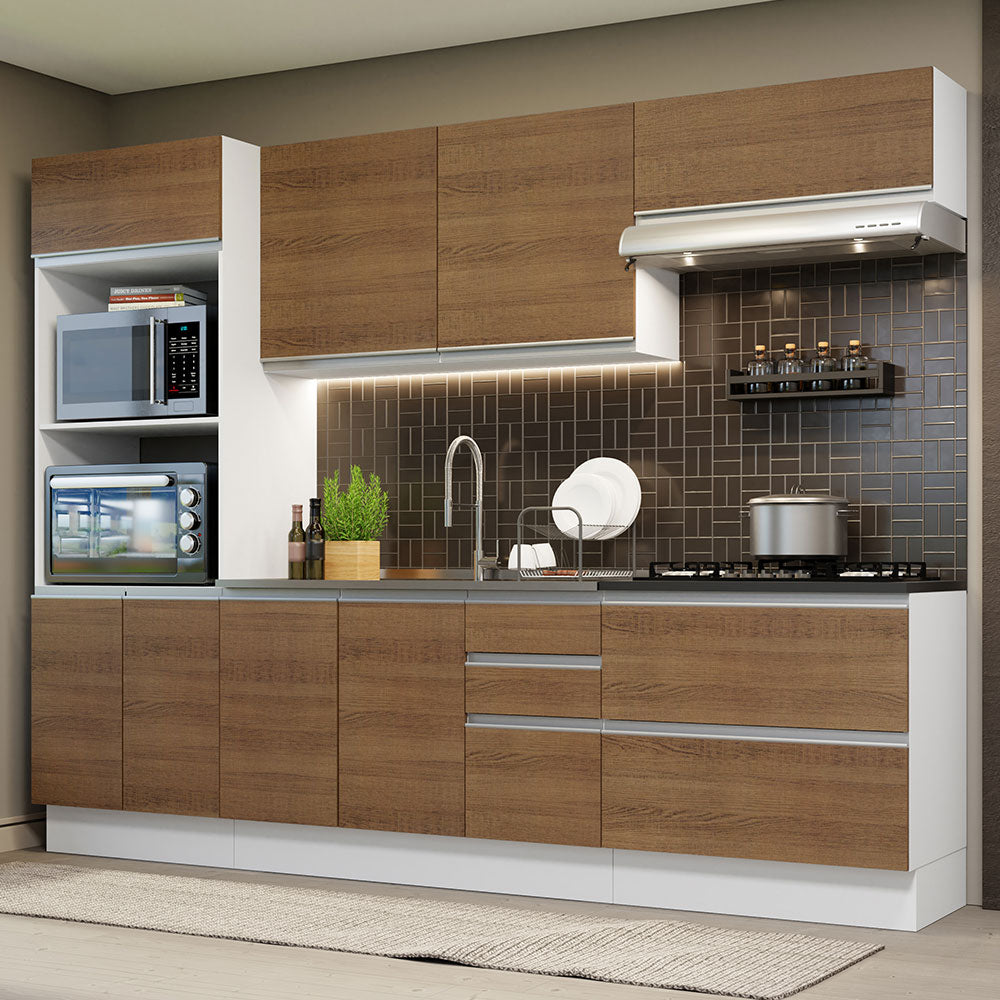 Combo Completo de Cocina 100% MDF 270 cm Blanco/Marrón Acordes Madesa 06