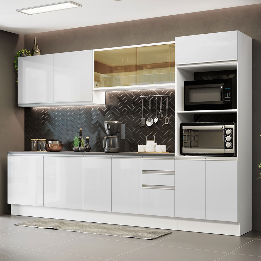 Combo Completo de Cocina 100% MDF 310 cm Frentes Blanco Brillante Acordes Madesa 01