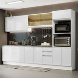 Combo Completo de Cocina 100% MDF 310 cm Frentes Blanco Brillante Acordes Madesa 01