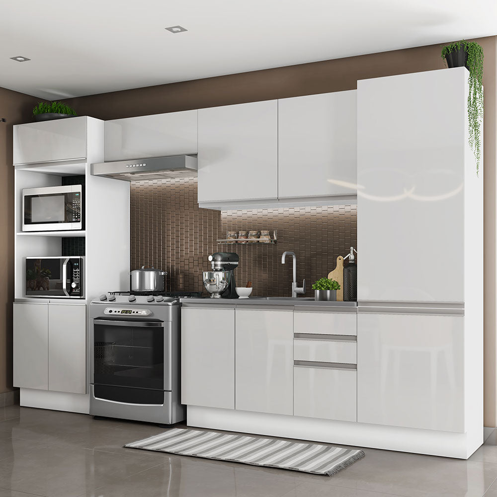 Combo Completo de Cocina 100% MDF 330 cm Frentes Blanco Brillante Acordes Madesa 02