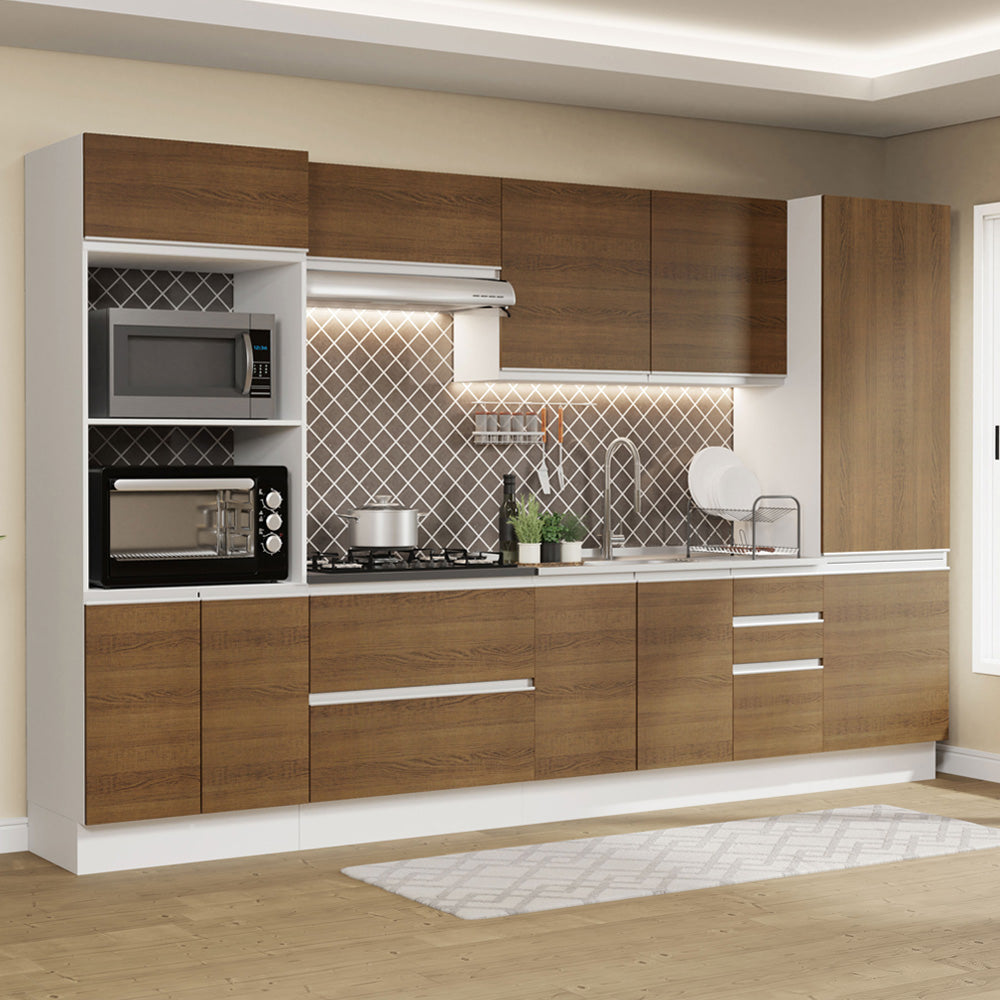 Combo Completo de Cocina 100% MDF 330 cm Blanco/Marrón Acordes Madesa 05