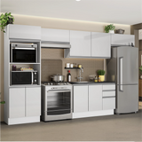Combo Completo de Cocina 100% MDF 350cm Frentes Blanco Brillante Acordes Madesa 01