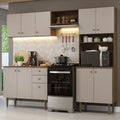 Combo completo de Cocina 235 cm 10 Puertas 2 Cajones Marrón/Crema Gourmet Madesa