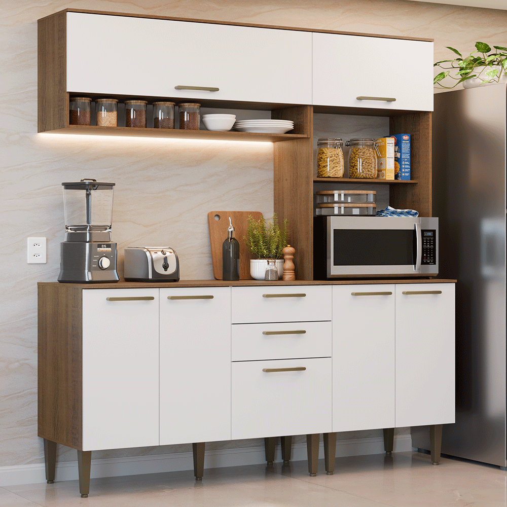 Combo completo de Cocina Lille 165 cm Marrón/Blanco Madesa 01