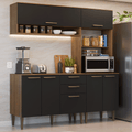 Cocina Compacta 165 cm 7 Puertas 2 Cajones Marrón/Negro Lille Madesa