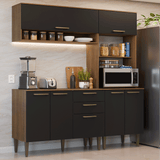 Combo completo de Cocina 165 cm Marrón/Negro Lille Madesa 01