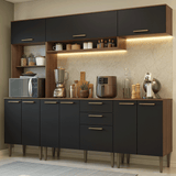 Combo completo de Cocina 225 cm Marrón/Negro Lille Madesa 01