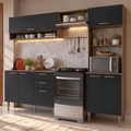 Cocina Compacta 225 cm Marrón/Negro Lille Madesa