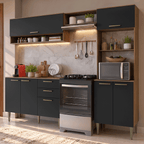 Cocina Compacta 225 cm Marrón/Negro Lille Madesa
