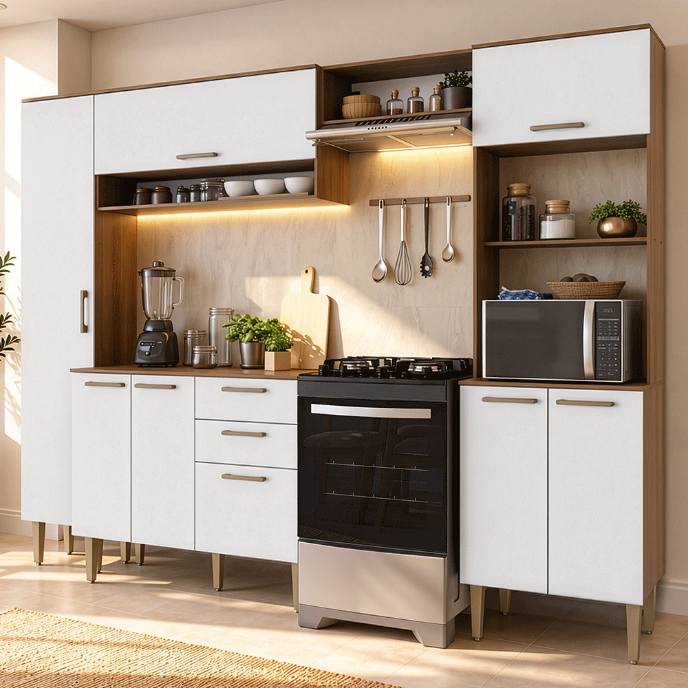 Combo completo de Cocina 265 cm Marrón/Blanco Lille Madesa