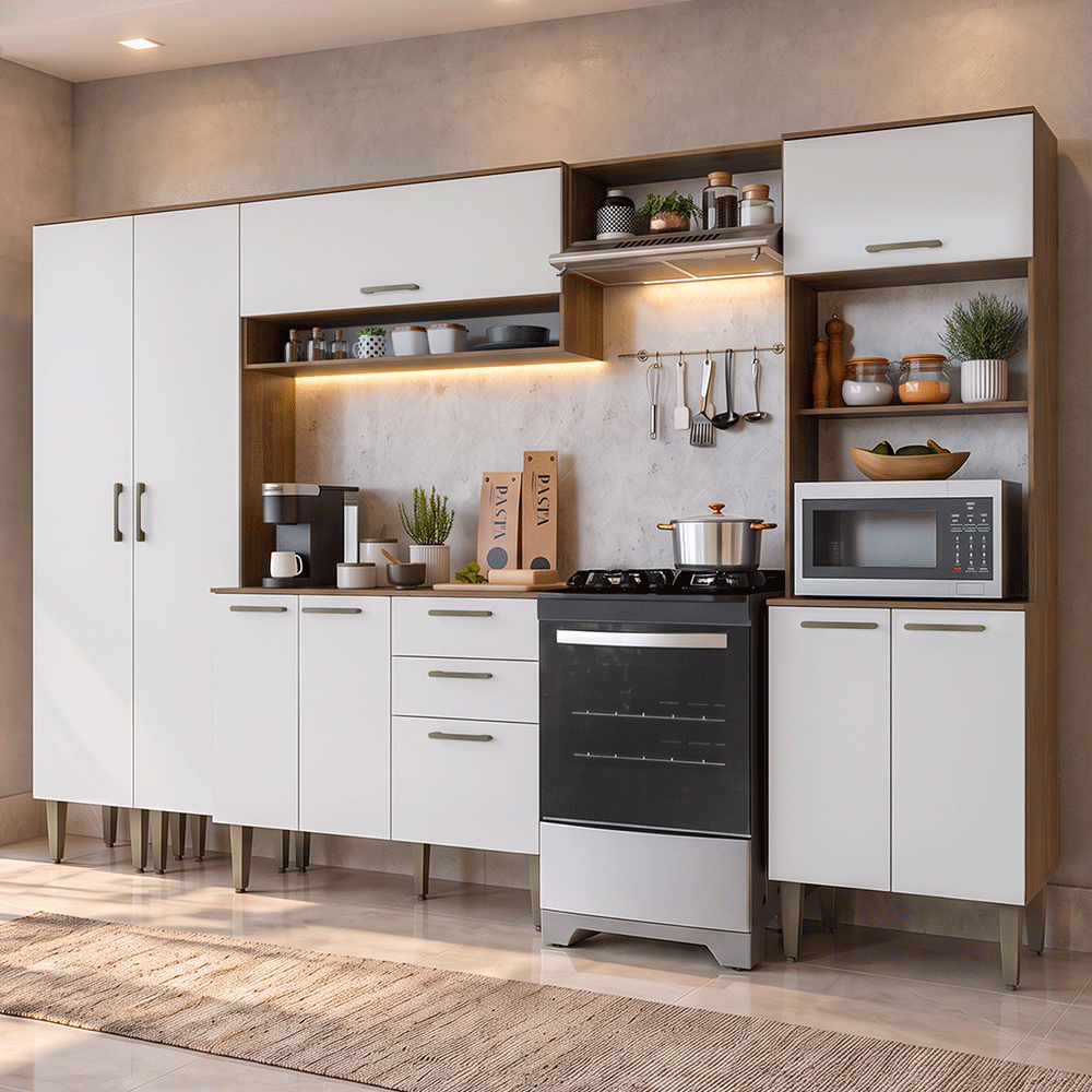 Combo completo de Cocina 305 cm Marrón/Blanco Lille Madesa