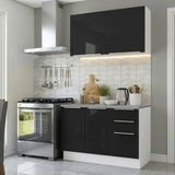 Cocina Compacta 120 cm Blanco/Negro Lux Madesa 01