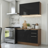 Cocina Compacta 120 cm Marrón/Negro Lux Madesa 01