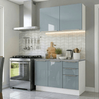 Cocina Compacta 120 cm 4 Puertas 3 Cajones Blanco/Gris Lux Madesa 01