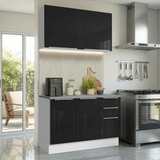 Cocina Compacta 120 x 60 cm Blanco/Negro Lux Madesa 02