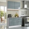 Cocina Compacta 120 cm 4 Puertas 3 Cajones Blanco/Gris Lux Madesa