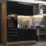 Combo de Cocina Compacta 180cm Marrón/Negro Lux Madesa 01