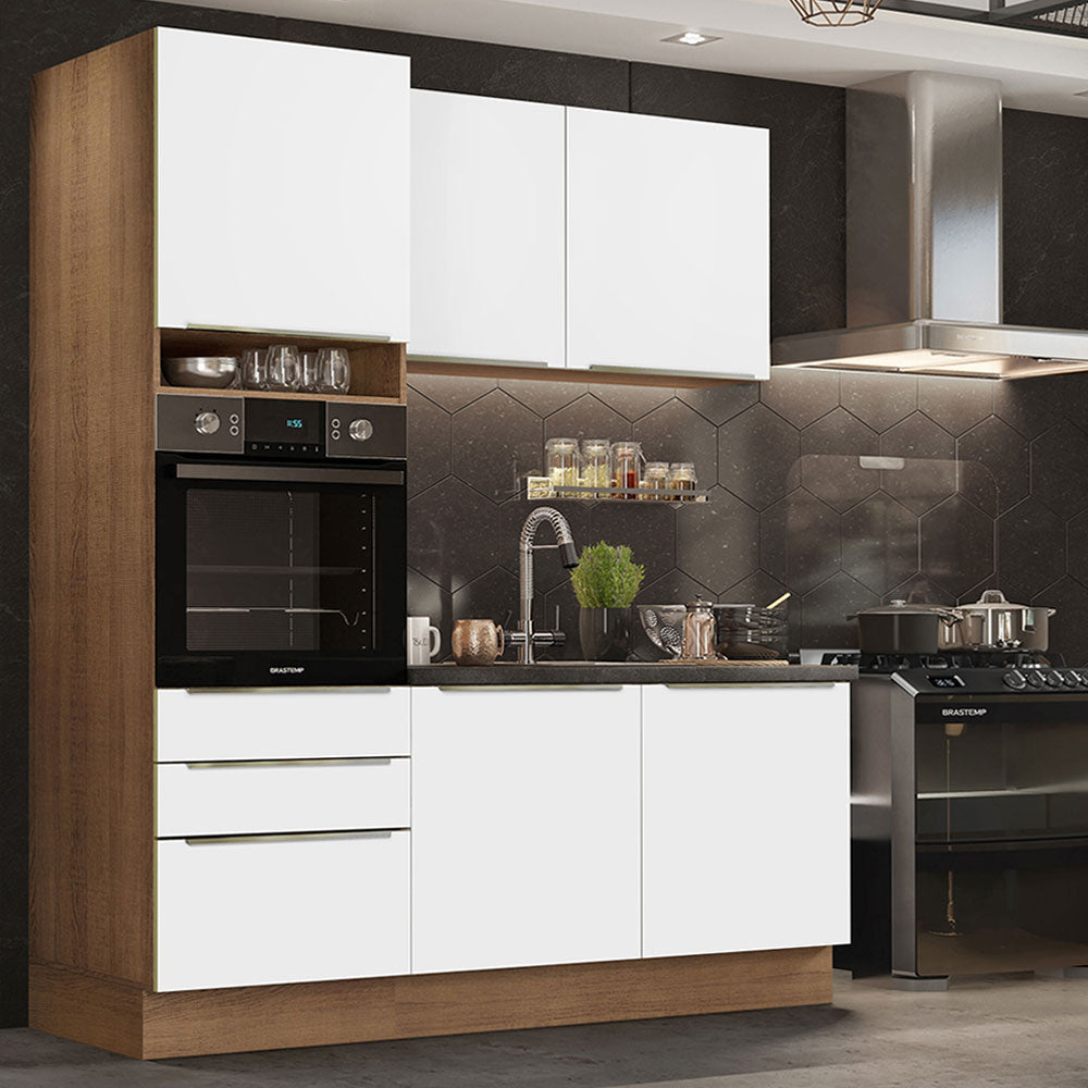 Cocina Compacta 180 x 60 cm Marrón/Blanco Aterciopelado Lux Madesa 01