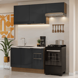 Cocina Compacta 180 cm Marrón/Negro Lux Madesa 02