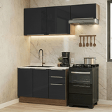 Cocina Compacta 180 x 60 cm Marrón/Negro Lux Madesa 03