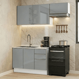 Cocina Compacta 180 x 60 cm Blanco/Gris Lux Madesa 03