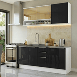 Cocina Compacta 180 cm Blanco/Negro Lux Madesa 04
