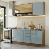 Cocina Compacta 180 cm Marrón/Gris Lux Madesa 04