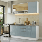 Cocina Compacta 180 cm Blanco/Gris Lux Madesa 04