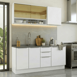 Cocina Compacta 180 x 60 cm Blanco/Blanco Aterciopelado Lux Madesa 05
