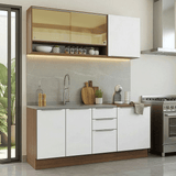 Cocina Compacta 180 x 60 cm Marrón/Blanco Aterciopelado Lux Madesa 05