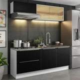 Combo de Cocina Compacta 200cm Blanco/Negro Lux Madesa 01