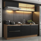 Combo de Cocina Compacta 200cm Marrón/Negro Lux Madesa 01