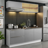 Combo de Cocina Compacta 200cm Blanco/Gris Lux Madesa 01