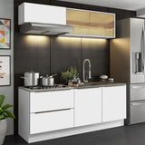 Cocina Compacta 200 x 60 cm Blanco/Blanco Aterciopelado Lux Madesa 01