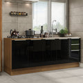 Kit 2 Bajo Mesada Lux 200 cm 4 Puertas 3 Cajones (Sin Mesada) Marrón/Negro Madesa