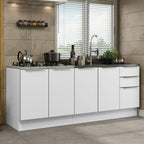 Cocina Compacta 200 cm 4 Puertas 3 Cajones Sin Mesada Blanco Lux Madesa 03