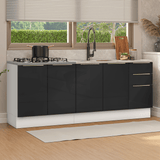 Cocina Compacta 200 cm Blanco/Negro Lux Madesa 05