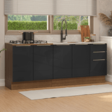Cocina Compacta 200 cm Marrón/Negro Lux Madesa 05