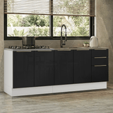 Cocina Compacta 200 x 60 cm Blanco/Negro Lux Madesa 06