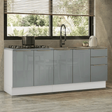 Cocina Compacta 200 x 60 cm Blanco/Gris Lux Madesa 06