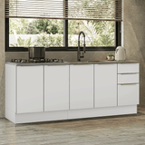 Cocina Compacta 200 x 60 cm Blanco/Blanco Aterciopelado Lux Madesa 06