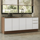 Cocina Compacta 200 x 60 cm Marrón/Blanco Aterciopelado Lux Madesa 06