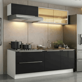Cocina Compacta 200 cm Blanco/Negro Lux Madesa 07