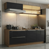 Cocina Compacta 200 cm Marrón/Negro Lux Madesa 07